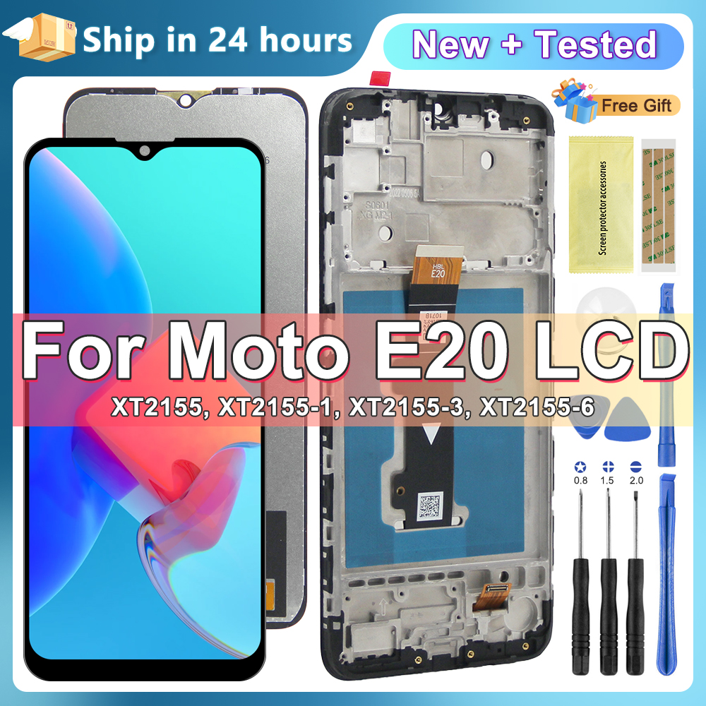 6.5" AMOLED For Motorola Moto E20 LCD Touch Screen Digiziter Assembly Replacment For Moto E20 XT2155 XT2155-1 Display With Frame