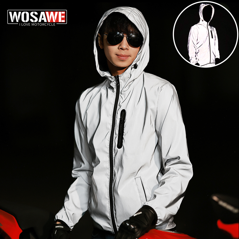WOSAWE Autumn Winter Men Jacket Night Visibility Cycling Vest Motorcycle Jacket Men Women Windproof Windbreaker Hoodies Coat