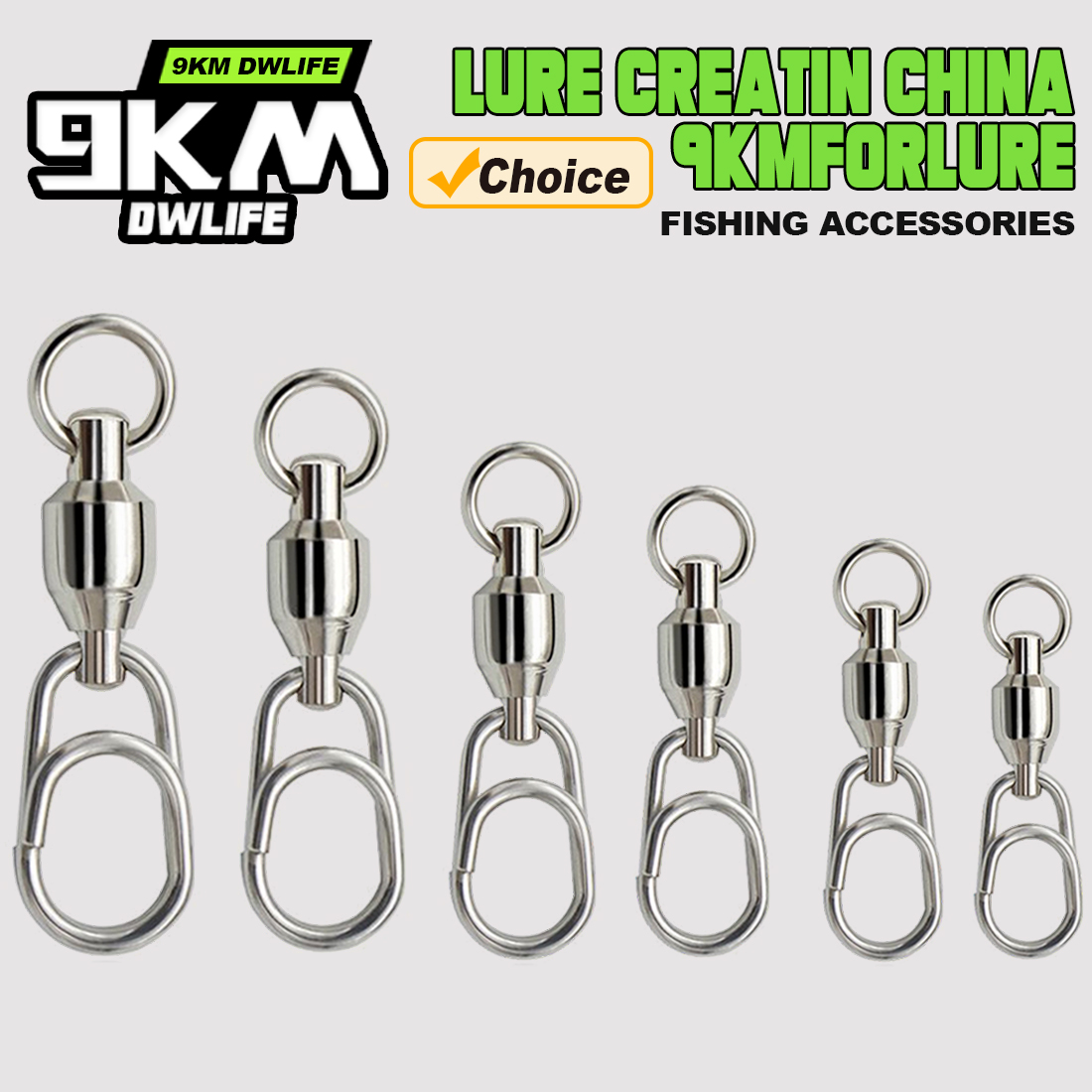 10Pcs Fishing Ball Bearing Swivels with Duolock Snap, Stainless Steel Speed Clip Barrel Swivel for Lure Tackle