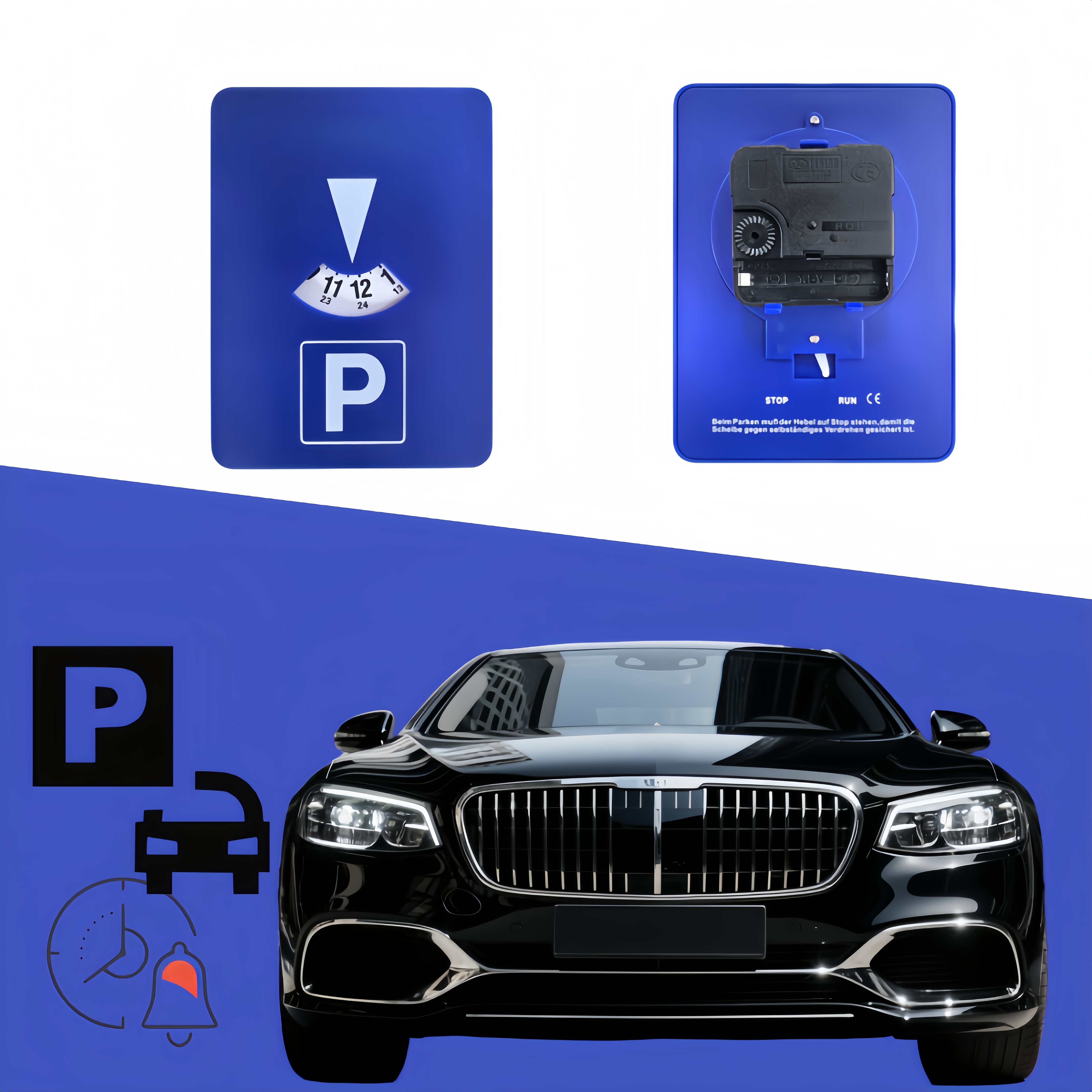 Digital Car Parking Disc Timer Portable waterproof and Plastic Clock Arrival Time Display Temporary Parking Accesssories