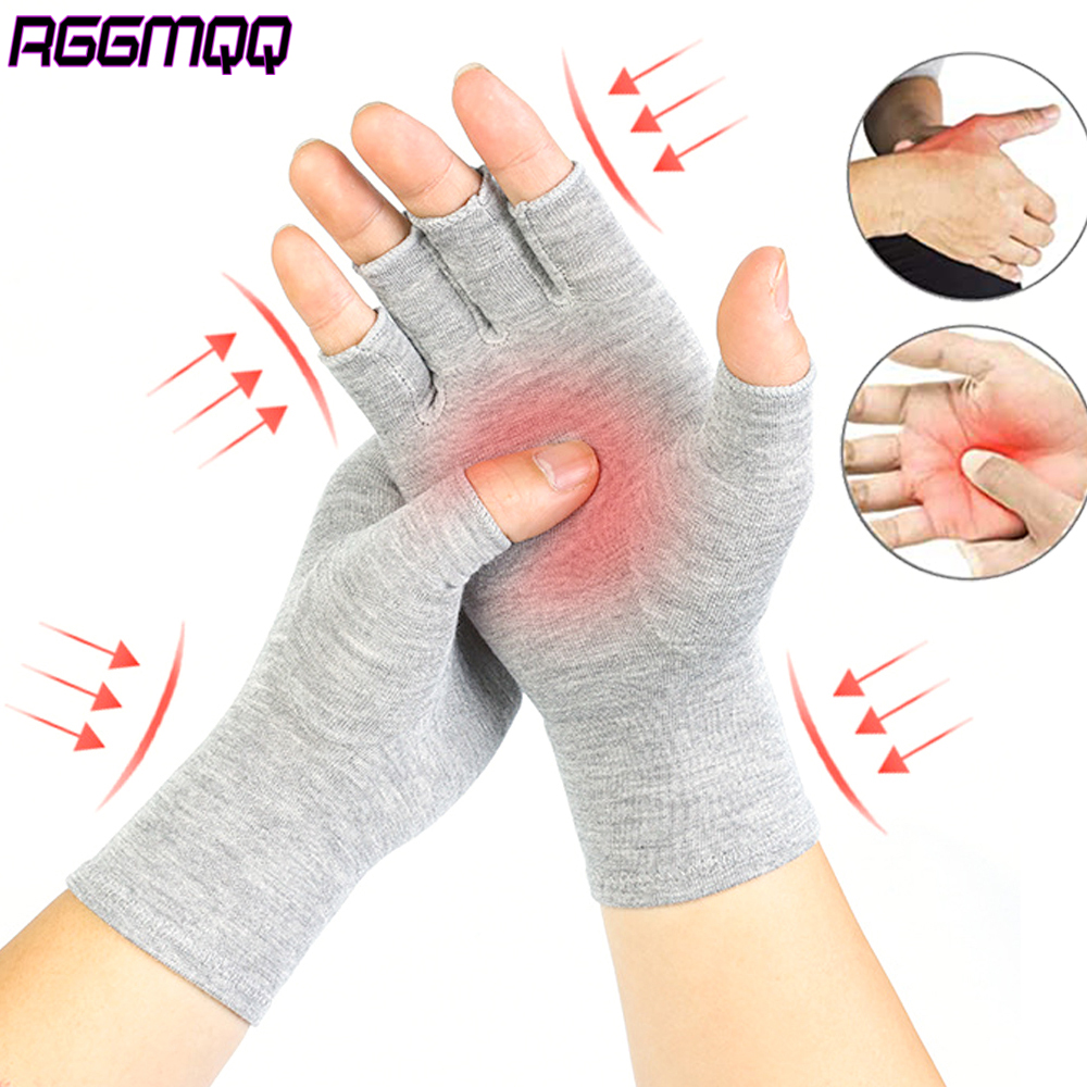 1Pair Premium Bamboo Arthritis Compression Gloves - Fingerless Hand Support for Workout - Breathable Bamboo Fabric for Men Women