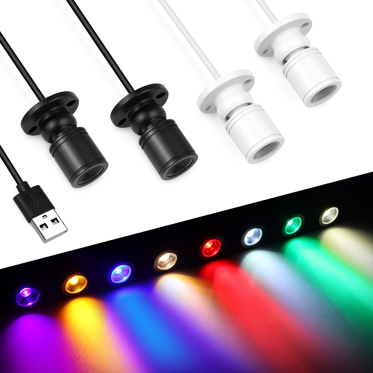 Mini LED Spotlight USB 5V 1W Surface Mounted Spot Light Bulb For Jewelry Cabinet ,Bar, KTV, Home Bedroom, Kitchen Lighting