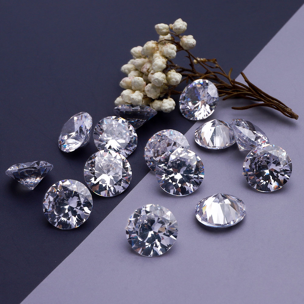 Round 7A High Quality Loose Zircon Gemstone 2-12mm White Color Round Shape CZ Stones Cubic Zirconia for Jewelry Making