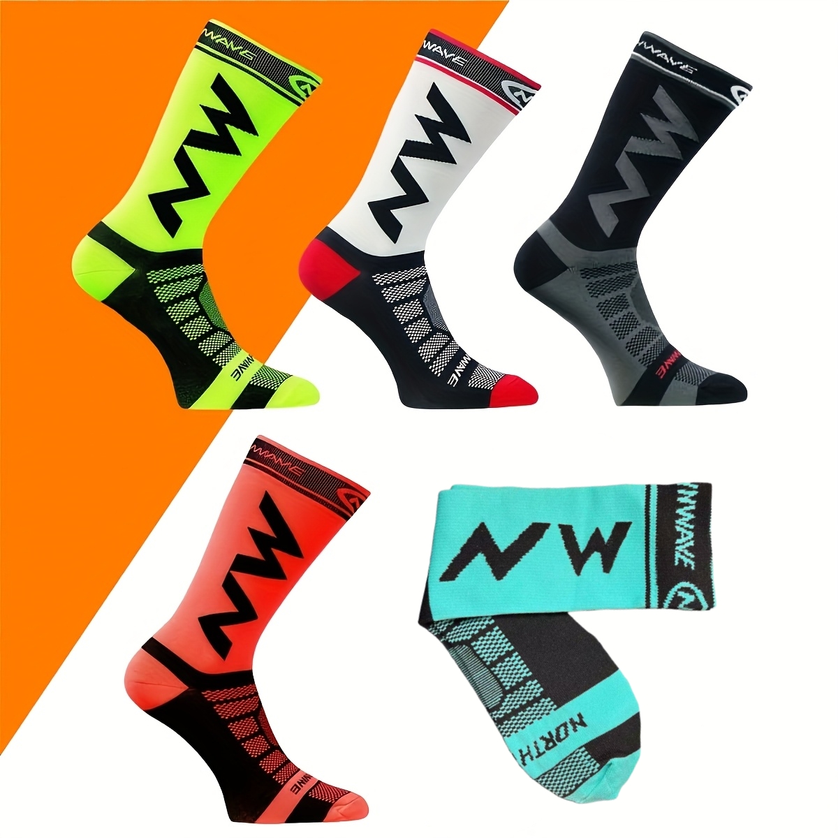 1/3/5 Pairs of Men's Mid-Calf Sports Socks, Fitness Compression Socks, Non-Slip and Breathable, High-Top Sports Socks for Men in Spring and Summer, Comfortable Mid-Calf Socks for Couples in Autumn, Suitable for Daily Activities, Basketball Socks, Footb...