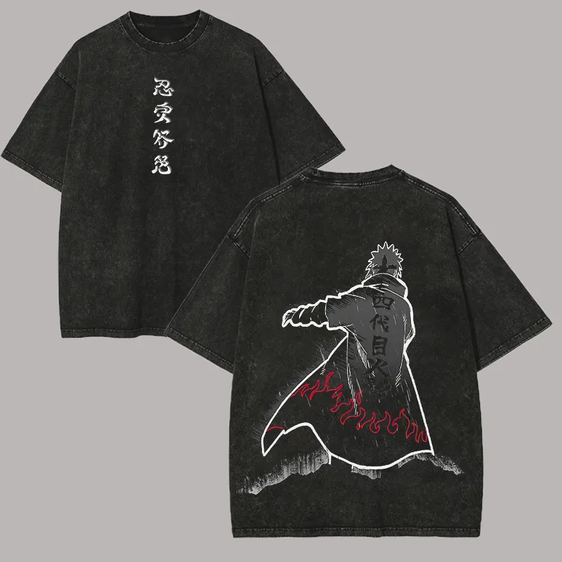 Kakashi Hatake T Shirt Naruto Men Acid Wash Gothic Text Anime Graphic Cotton Streetwear Manga Shinobi Ninja Vintage Tee