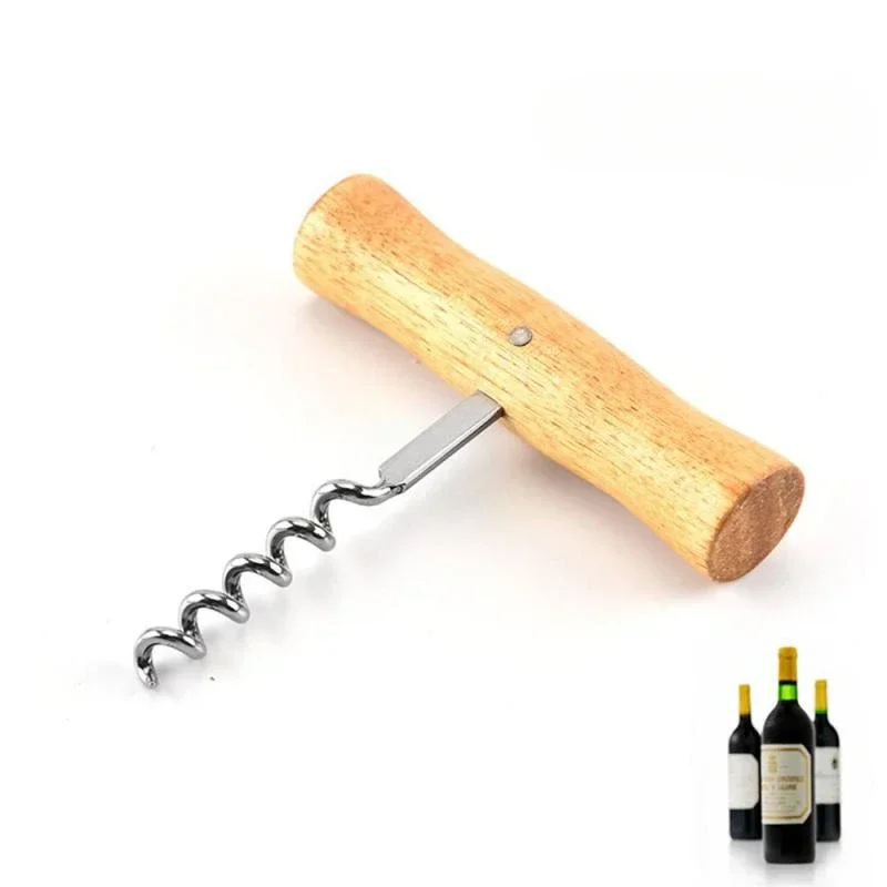 New 1PCS Cute Opener with Wooden Handle Stainless Steel Corkscrew Bottle Opener Easy Novelty Fun Wing Wood Tools