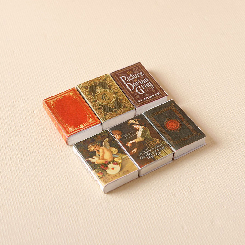 6Pcs 1:12 Dollhouse Miniature Book Comic Book Small Books Mini Model Kids Pretend Play Toys Doll House Decoration Accessories