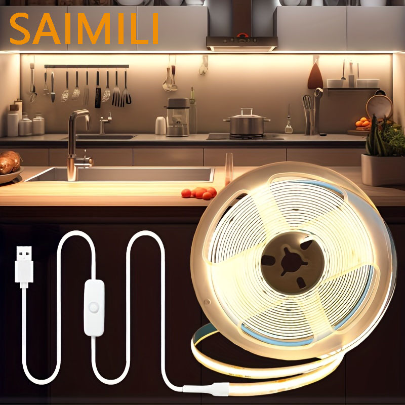 COB LED Light Strip RV Camper Van Ceiling Lights Flexible Diode Tape USB Light Indoor Lighting TV Mirror Backlight Room Decor