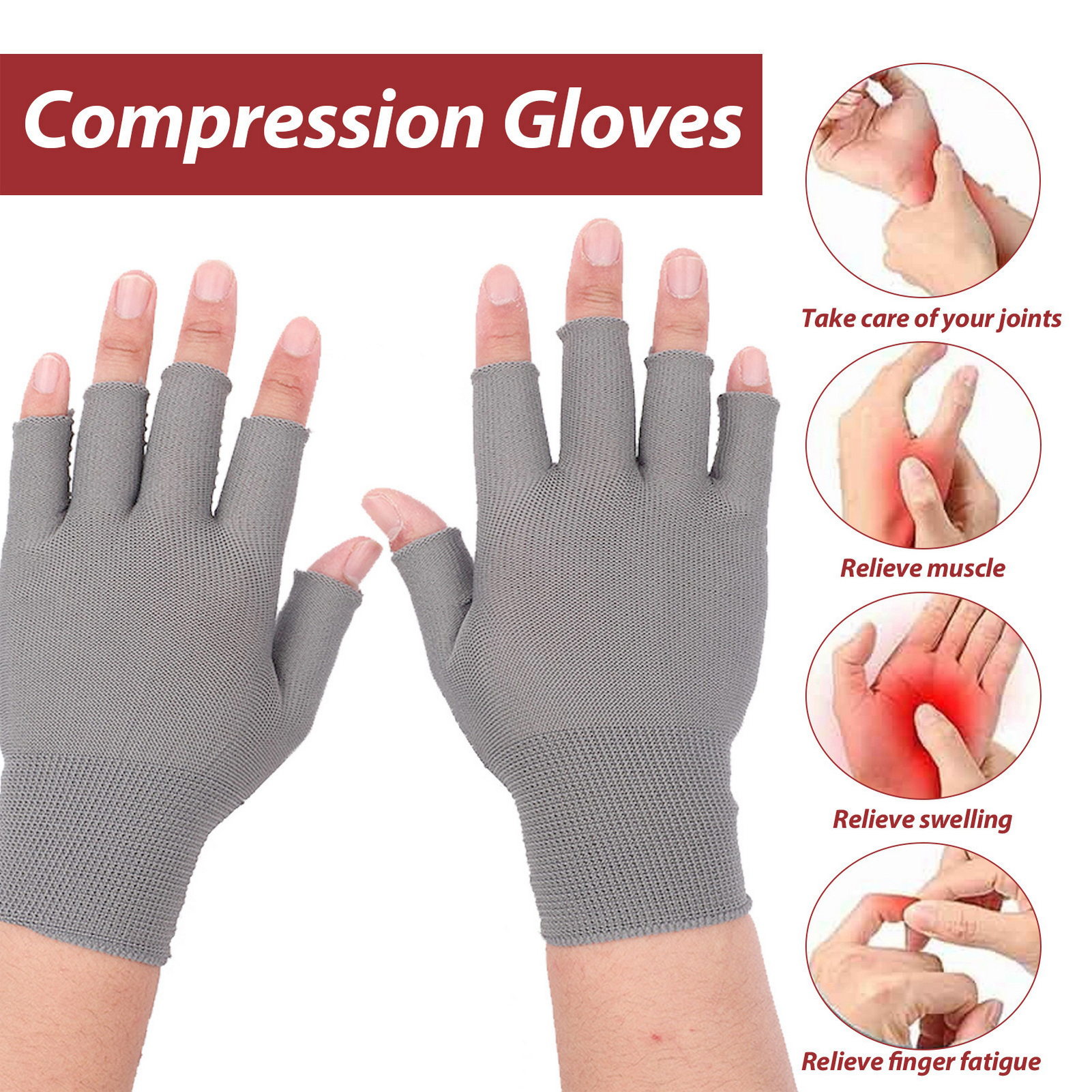 Joint Compression Gloves Hand Support for Arthritis care Fingerless Wrist Brace glove for Men Women Daily Activities