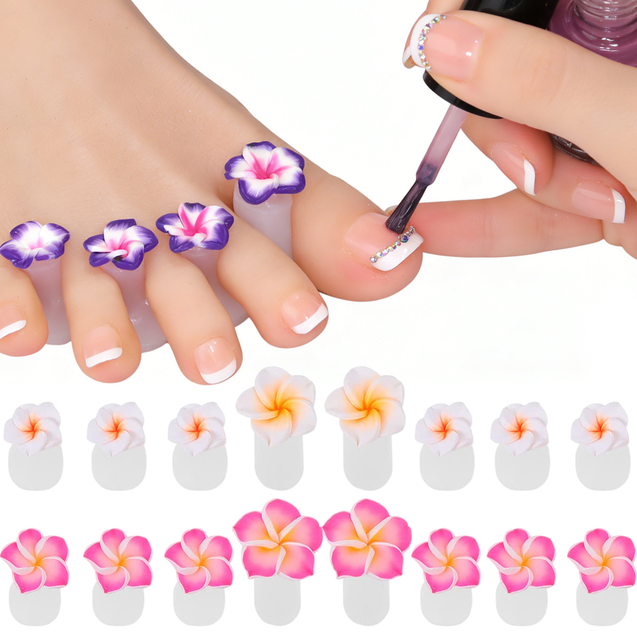 8Pcs/Set Soft Silicone Flower Design Perals Toe Separator For Pedicure Foot Finger Splitter Flexible Finger Toe Separation Tool