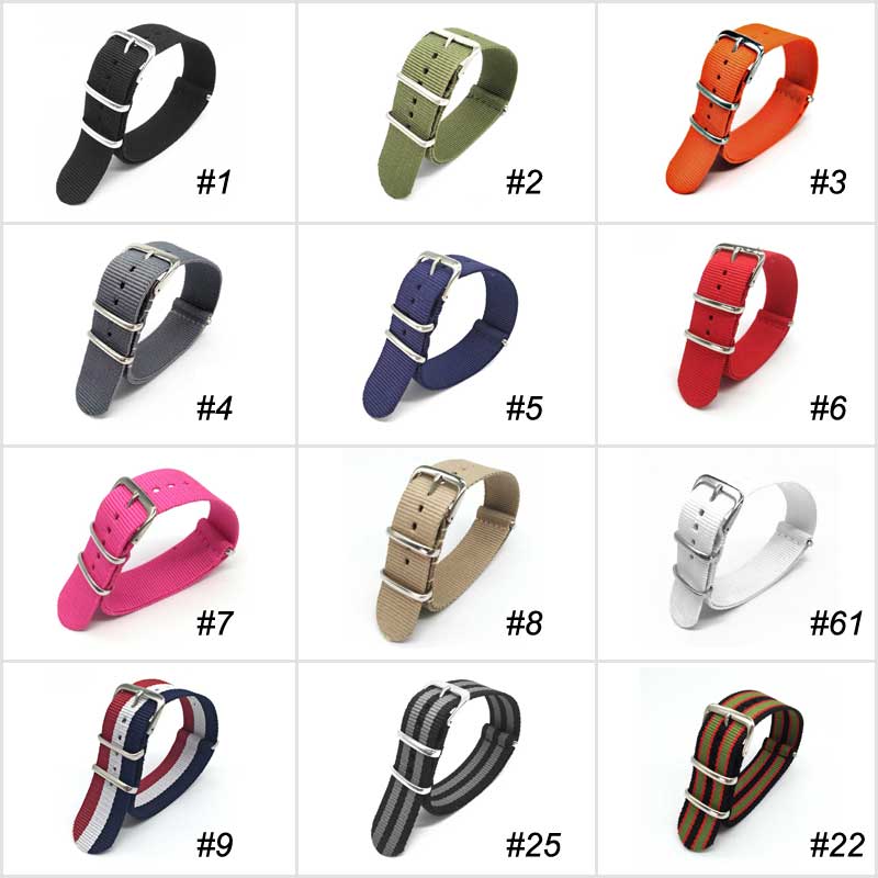 Nylon Canvas Strap 18mm 20mm 22mm 24mm Sports Fabric Nylon Watchband Accessories Band Buckle Belt