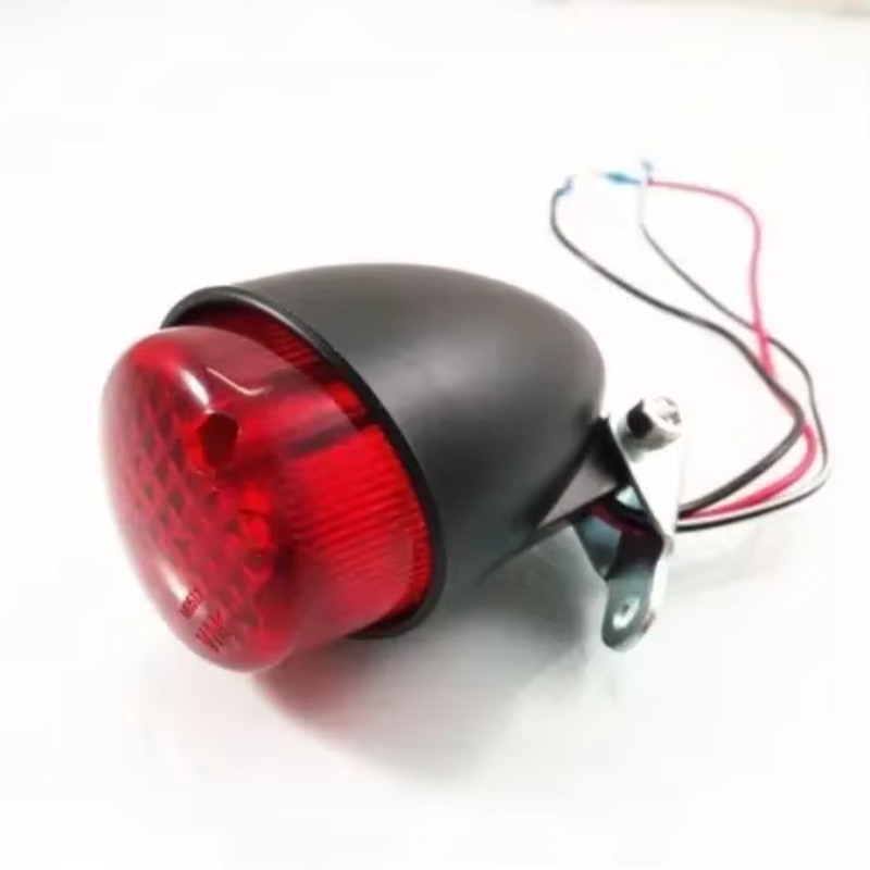 Chrome Motorcycle LED Brake Running Tail Light Cafe Racer Bobber Vintage Bike CB