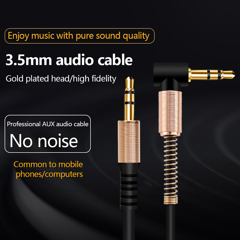 1Pc Gold Plated 3.5mm Jack Audio Cable Car Spring AUX Male to Male Cable for Headphones 3.5mm Jack ja 3
