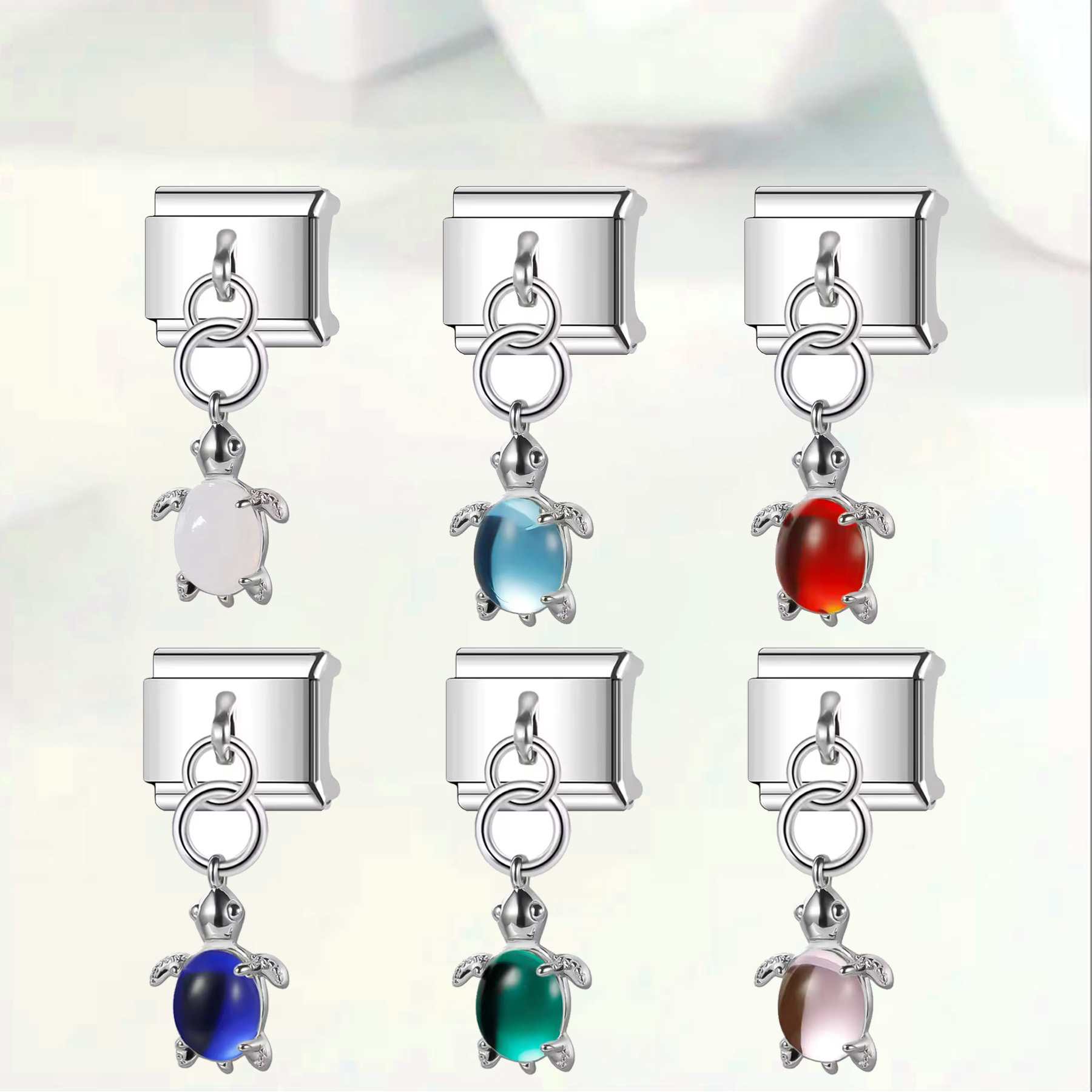 1pc creative stainless steel turtle pendant - DIY Italian style bracelet: colorful and versatile design, lighting up daily wear pen gpt