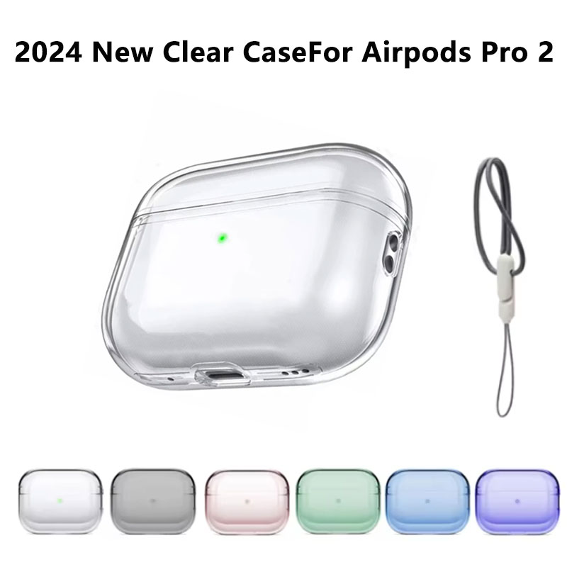 Transparent Headphone Case For AirPods Pro 2 TPU Earphones Shockproof Protective Cover For AirPods Pro 2 Case With Lanyard