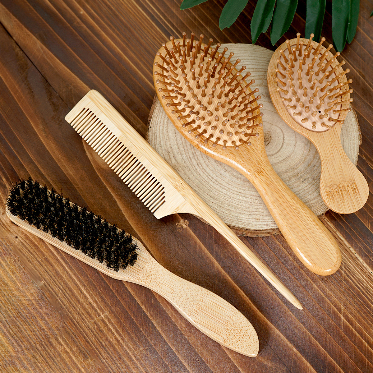 1PC Professional Hair Brush Pointed Tail Wooden Comb/Large Bamboo Air Cushion/Mini Travel Size/Boar Bristle