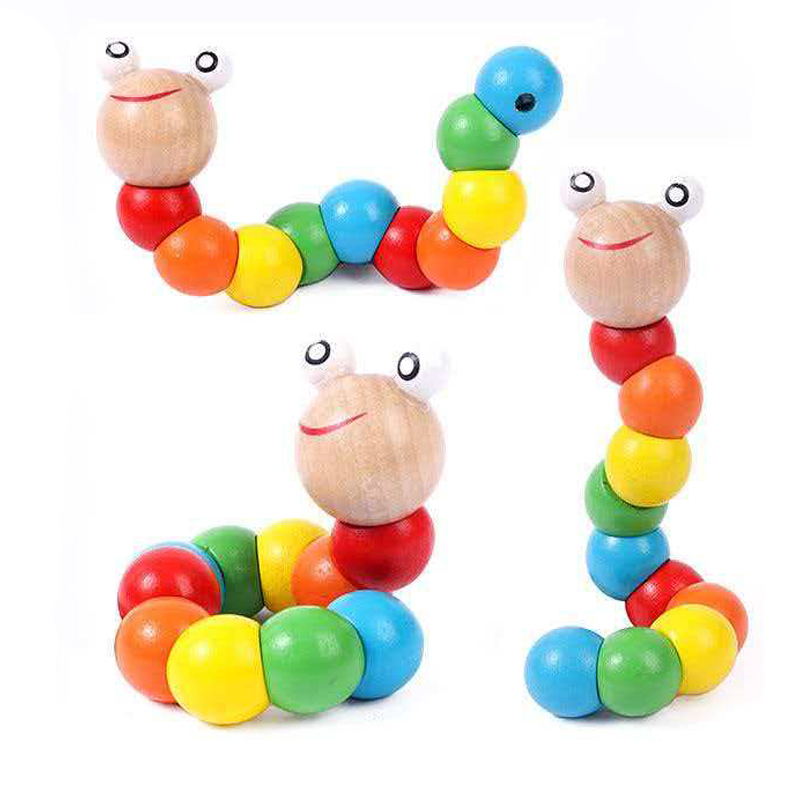 1PCS Colorful Wooden Worm Fingers Flexible Training Kids Party Favor Stocking Stuffers Montessori Educational Toys