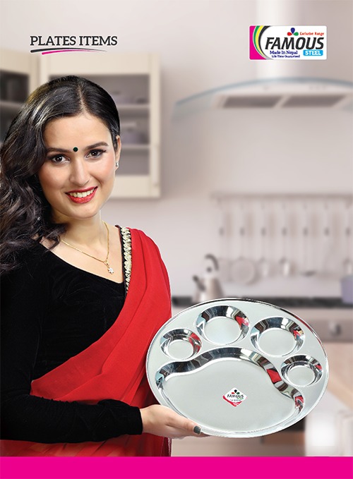 Famous Stainless Steel Round Bhojan Thal/Thande Thal/Plate ( 14 Inch ) [6 Pec Set]