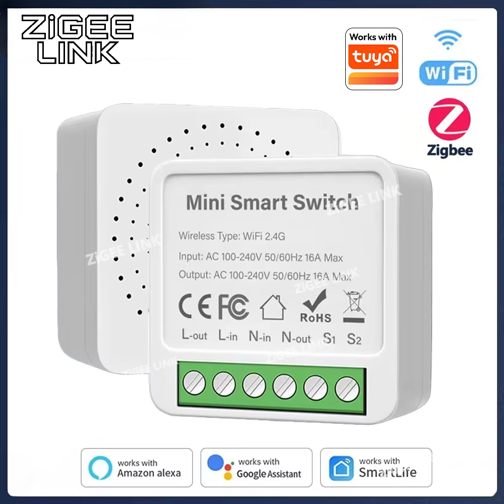 QNCX16A Wifi Mini Smart Switch Wireless 2 Way Control DIY Light Switches Smart Home Tuya Smart Life Alexa Alice Home lightify
