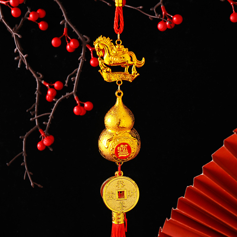 1PC 2026 Year Of The Horse Wall Hanging Car Ornament Chinese New Year Red Gold Pendant Lucky Decoration Housewarming Gifts