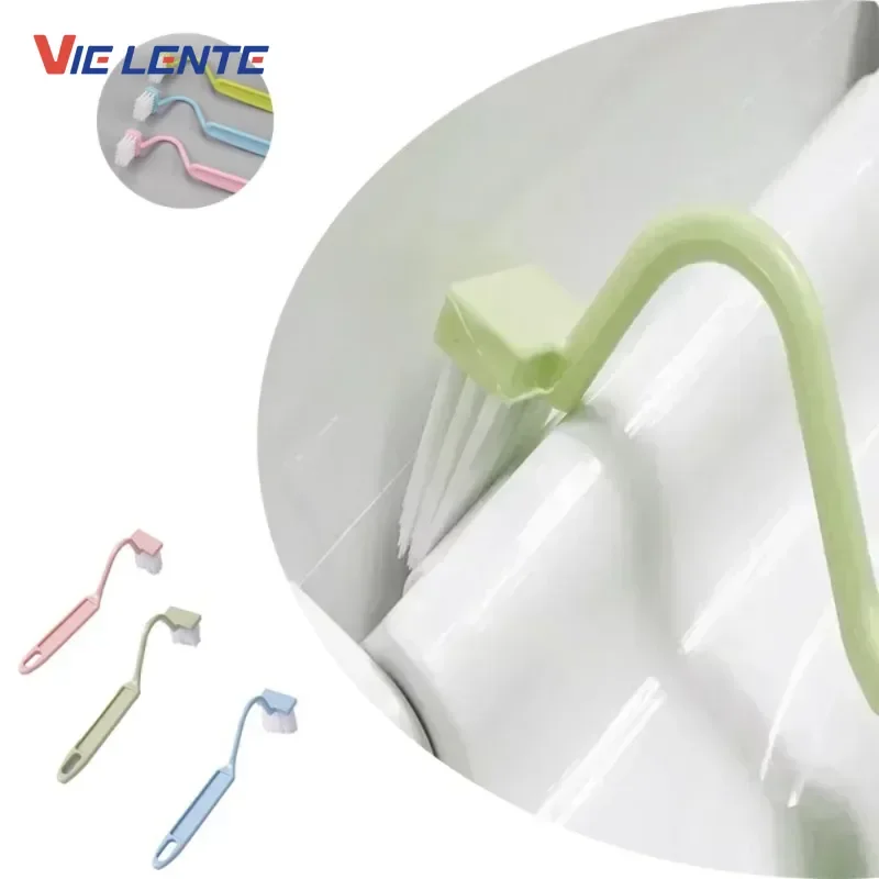 360° Toilet Brush S Shape Long Handle Durable Plastic Two Tone Bristles Wall Mounted Bathroom Cleaning Tool Space Saving Clean