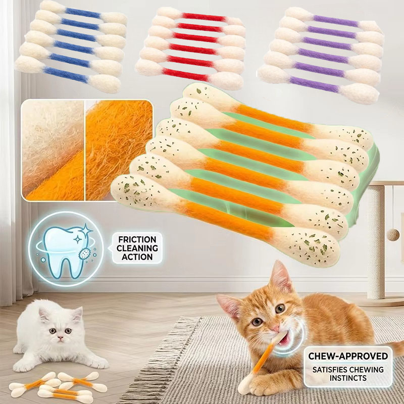 Creative Cat Catnip Toy Felt Cotton Swabs Cat Toy Teething Cleaning Chew Toys Kitten Grinding Biting Stick Cats Catnip Toy
