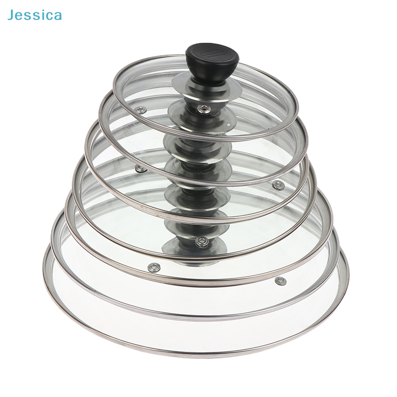 ♥Glass Pot Lids -Universal Transparent Cookware Lids with Stainless Steel Rim,Heat-Resistant Replacement Lids for Pans & Pots