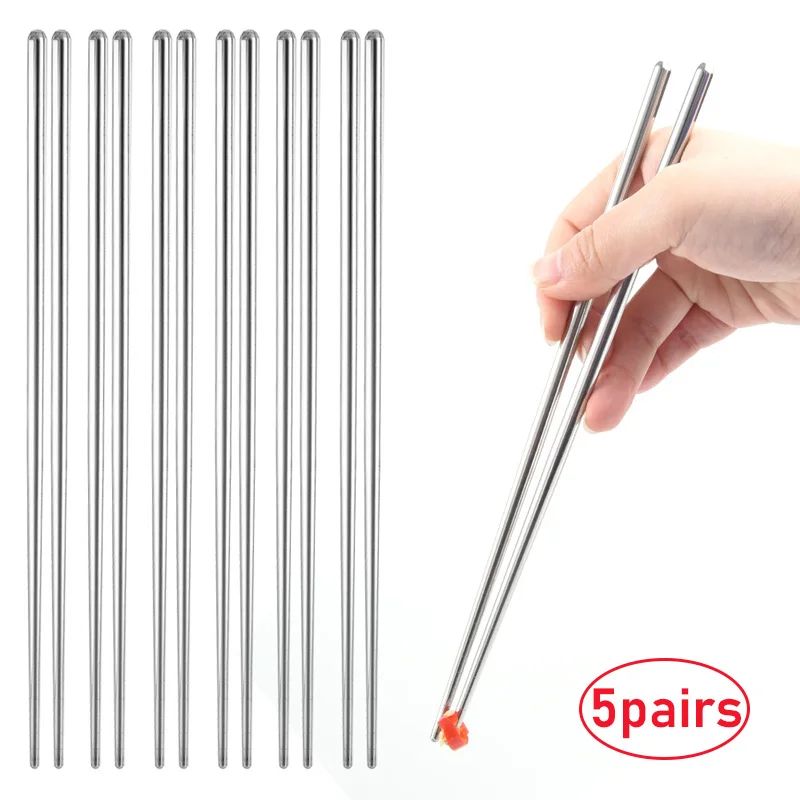 Set of 5 pair Reusable Stainless Steel Chopstick