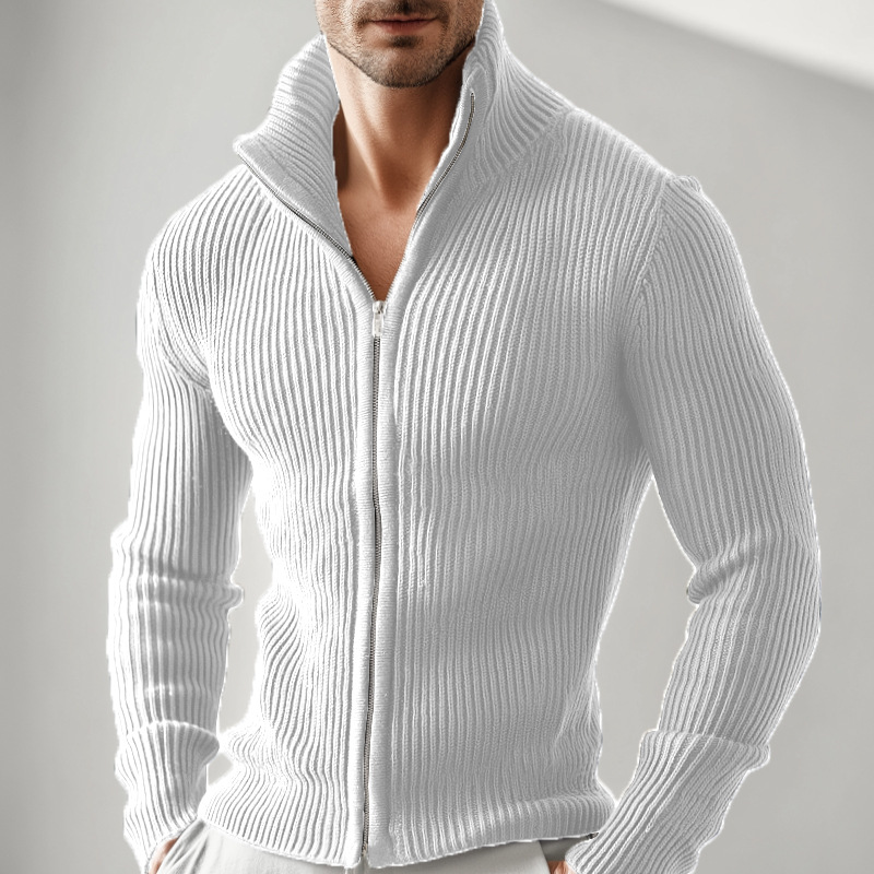 New Casual Jacket Men Work Business Coat Spring Autumn Waffle Long-sleeved Zipper Jacket Solid Color Outdoor Sports Cardigan