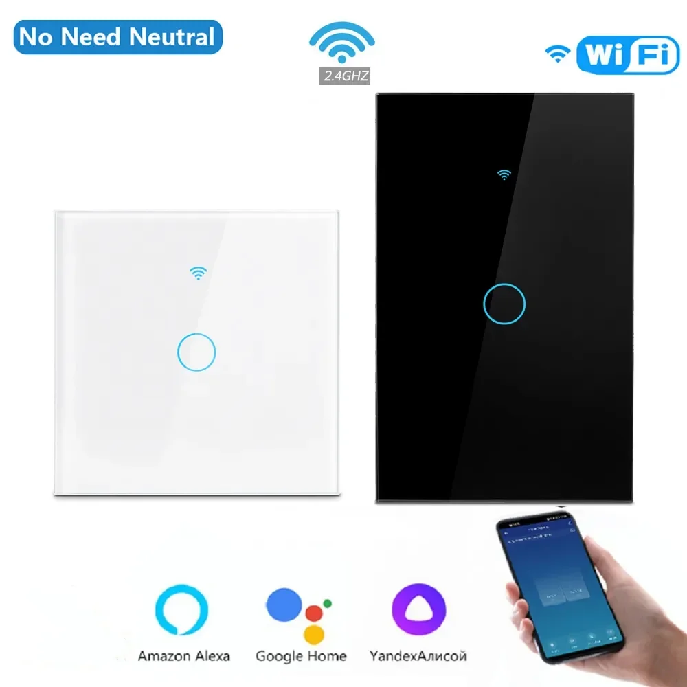 AXUS WiFi Ewelink APP Light Wall Switches Touch Smart Wireless Remote Control No Neutral Wire Install Support Alexa Home