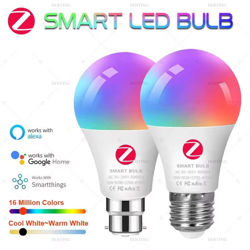 Smart Zigbee 3.0 LED Light Bulb Dimmable Color E27 E26 B22 RGBCW 2700-6500K Lamps For Alexa Home Smartthings 110V 220V