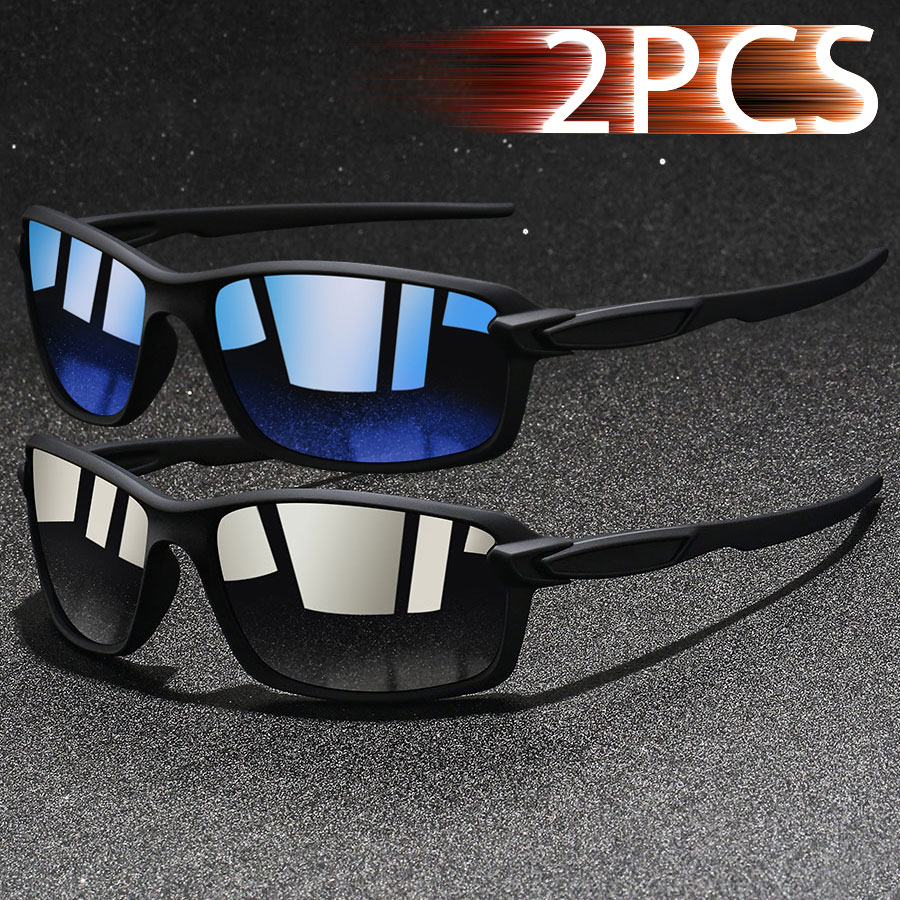 2PCS Fashion Vintage Simplicity Sports Sunglasses Men Women Running Mountaineering Cycling Sport Man Eyewear