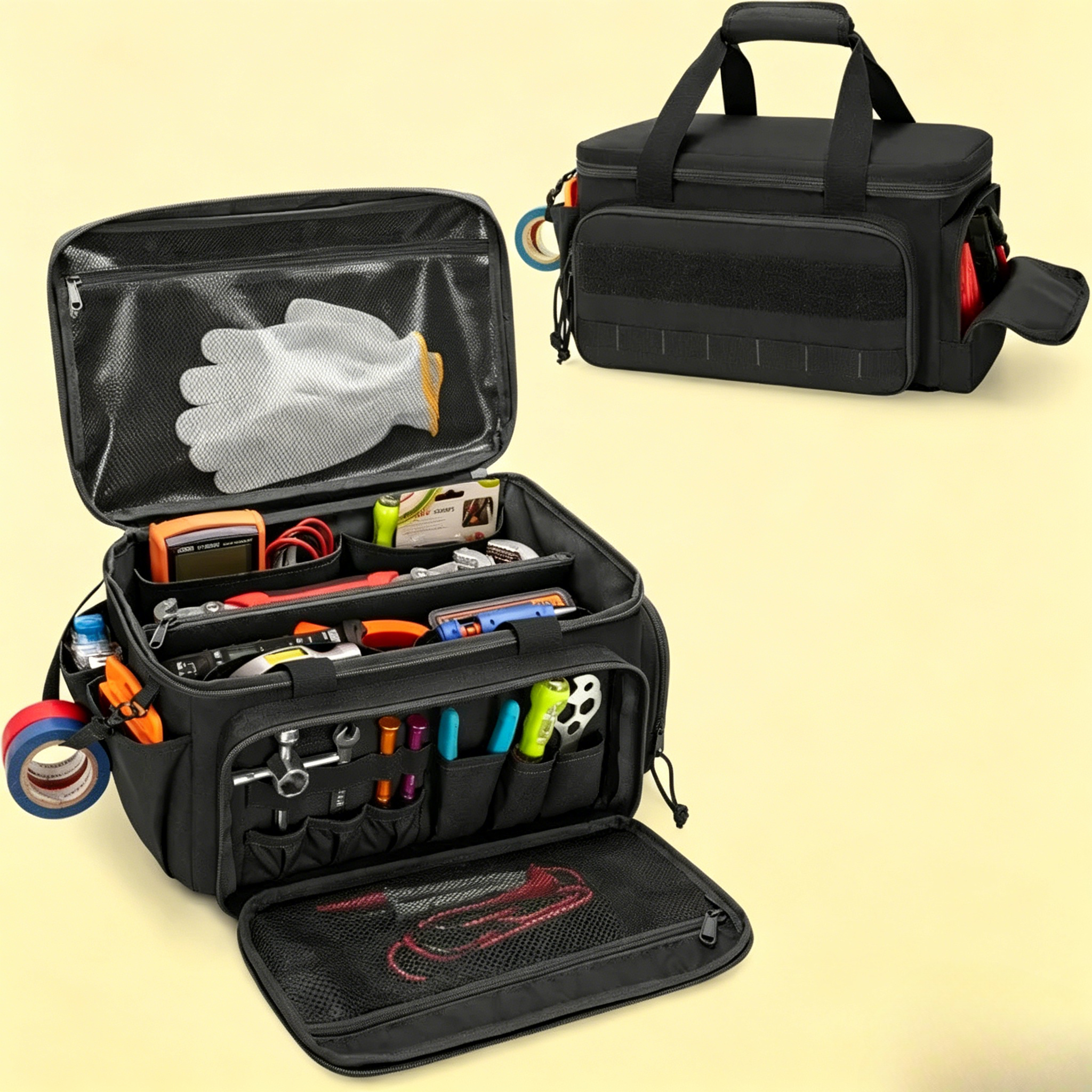 14" Heavy Duty Tool Bag Durable Non-Slip Base Multipurpose Work Storage Organizer for Handyman Carpenter