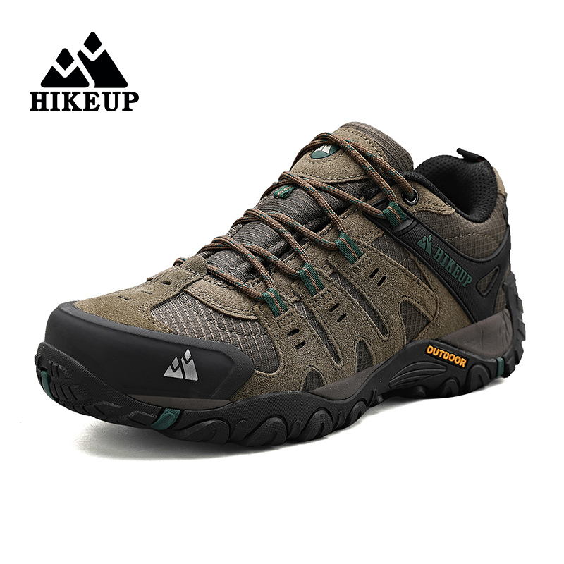HIKEUP Winter Boot Men Outdoor Hiking Boots Suede High Top Leather Outdoor Trekking Sneakers Mens Mountain Tactical Boots