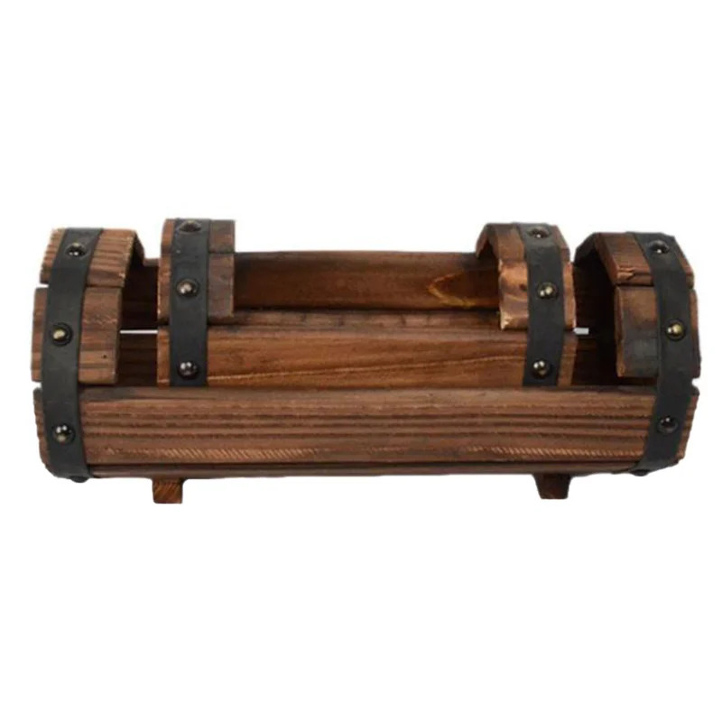 Natural Timber Half Barrel Planter - 1Pc Retro Wood Flower Pot, Outdoor Decorative Gardening Plant Container