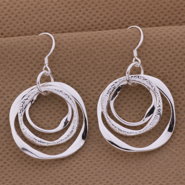 Production charm women lady Valentine's gift silver color circles earringscharm Women free shipping jewelry