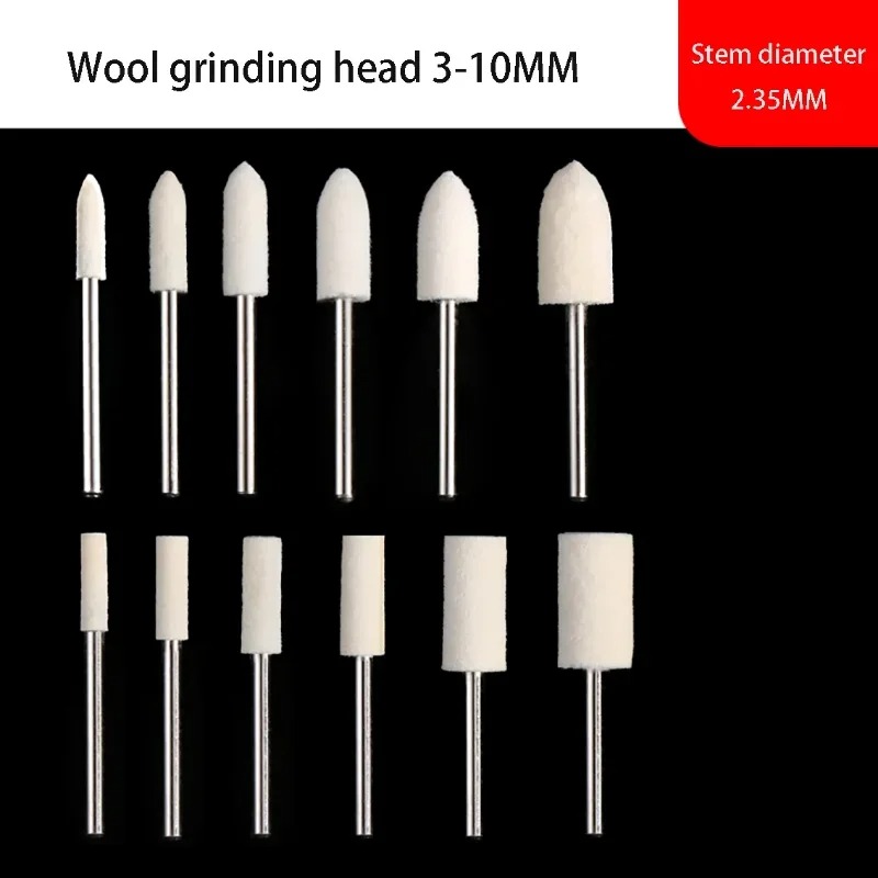 6PCS Wool Felt Polishing Bobs Set 2.35mm Shank Mounted Points - For Mould Mirror Polishing Jewelry Making Rotary Tool DIY Craft