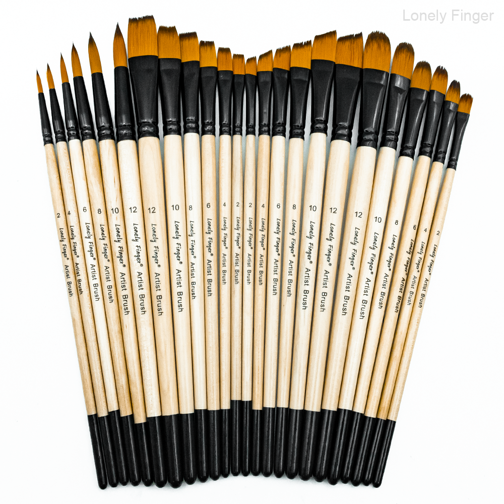 6/24/30Pcs Artist Paint Brush Set for Watercolor, Acrylic, Oil and All Media, Suitable for Canvas, Paper, Ceramic, Nylon Hair, W