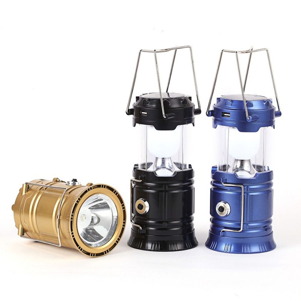 Handheld Waterproof Tent Lamp Solar Powered USB Rechargeable Camping Light Stretch Hang Powerful LED Flashlight Working Lighting