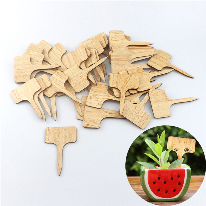 T-Type Wooded Plant Labels Eco-Friendly Garden Bamboo Tags For Seed Potted Herbs Flowers Vegetables Waterproof Signs 2024