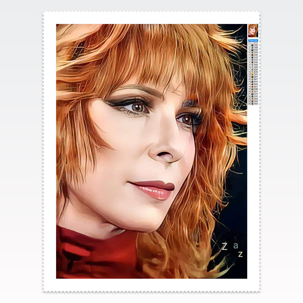 Singer Poster DIY Diamond Art Painting Mylene Farmer Round Acrylic Gem Embroidery Mosaic Figure Painting Home Decor Fan Gift