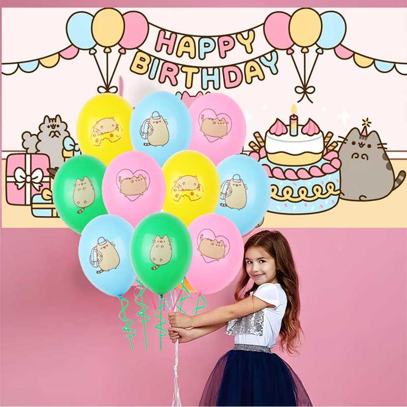 Cartoon Fat Lucky Cat Theme Birthday Party Decor 12inch Pink Yellow Blue Green Cute Fat LuckyCat Latex Balloon Baby Shower Suppy