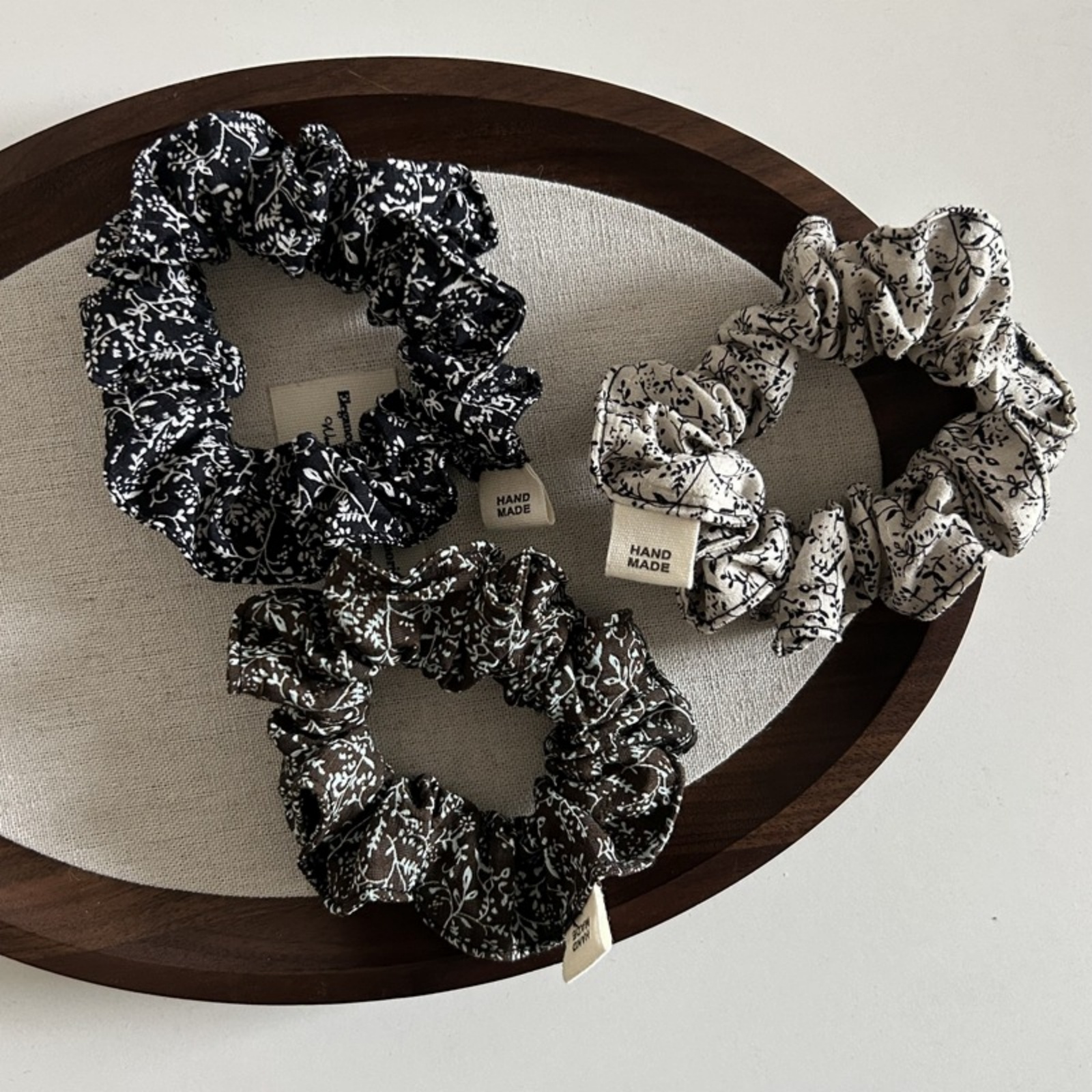 1PC Korean - Japanese Style Floral Print Hair Scrunchies Set, 3 - Piece Handmade Hair Ties, Elegant Hair Accessories for Women
