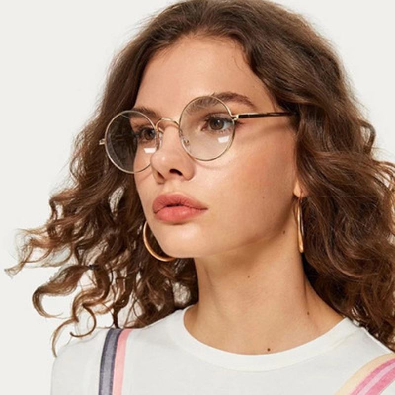 Metal Round Decoration Glasses Women Men Fashion Cute Luxury Eyewear Go Out Camping Female Male Blue Light Blocking Glasses