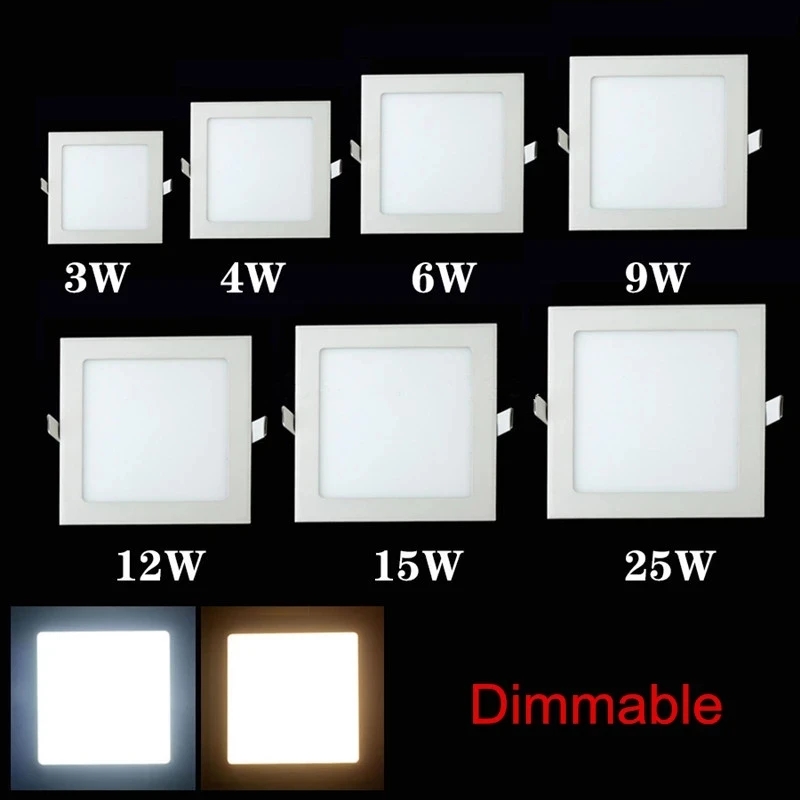 Dimmable LED Panel Light Ceiling Recessed Downlight 3w 4w 6w 9w 12w 15w 25w Round LED Spot Light AC85-265V