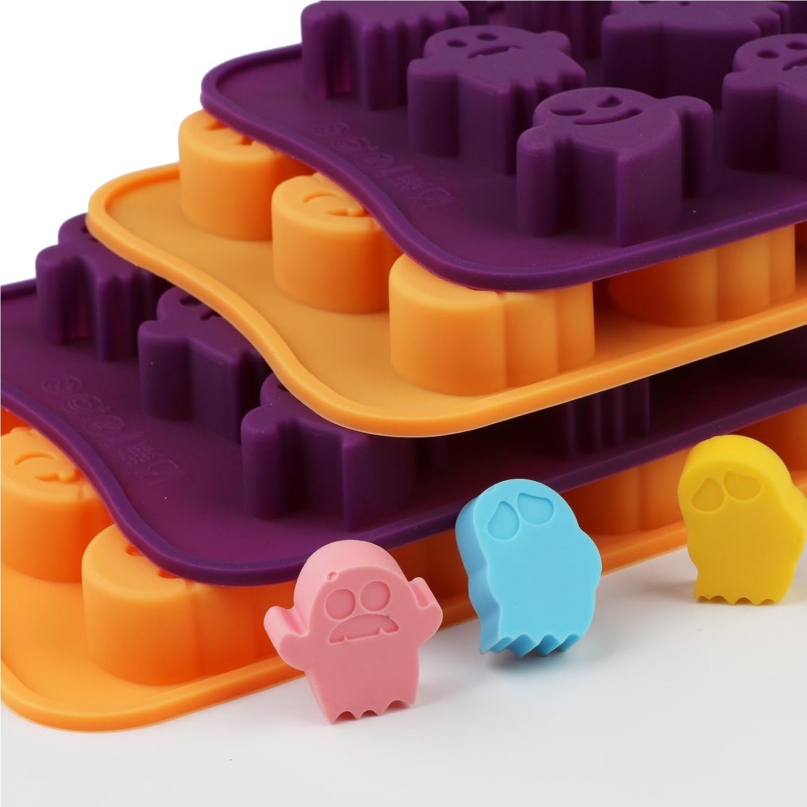 Halloween Pumpkin Chocolate Mold Cute Pumpkin Ghost Silicone Mold 15-Cavity Crafts Ice Cube Candy Jelly Mould Cake Tool