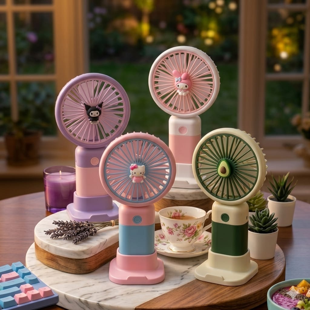 Portable Cute Mini Cooling Fan | 3 Speed USB Rechargeable Fan for Women, Office & Travel | Mixmart
