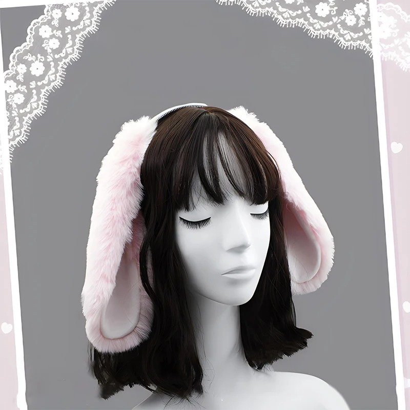 Japanese Cute Drooping Ear Rabbit Hair Accessory Cosplay Ear Handmade Simulation Plush Headband Hair Accessory