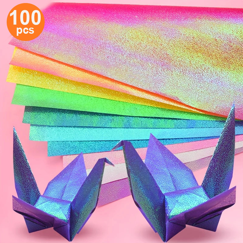 100 Pieces of DIY Handmade Pearlescent Paper, 2 Packs, 50 Sheets/Pack, Thickened Paper, Flexible and Not Easy to Break, Bright