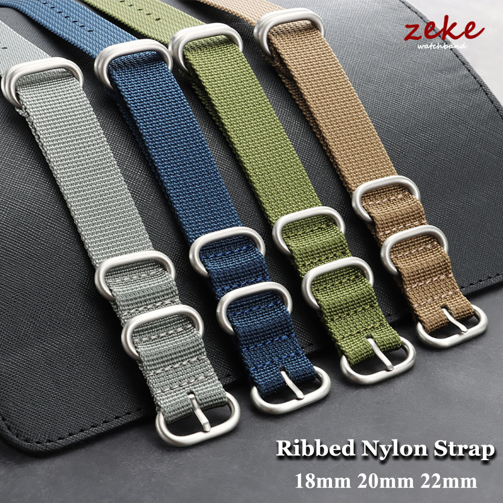 Sports Watch Strap Nylon Silver Ring Buckle 18mm 20mm 22mm Man Women for Ribbed Braid Replace Watch Accessories